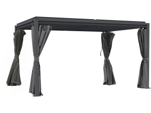 Pergola bioklimatyczna "Howard" z zasłoną i moskitierą - 3 x 4 m - Szary