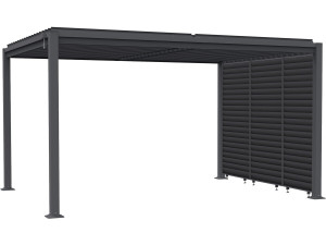 Pergola bioklimatyczna "Howard" z 3 żaluzjami ze stali ocynkowanej - 3 x 4 m - Szara