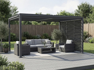 Pergola bioklimatyczna "Howard" z 3 żaluzjami ze stali ocynkowanej - 3 x 4 m - Szara 2