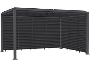 Pergola bioklimatyczna "Howard" z 7 żaluzjami ze stali ocynkowanej - 3 x 4 m - Szara