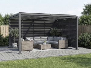 Pergola bioklimatyczna "Howard" z 7 żaluzjami ze stali ocynkowanej - 3 x 4 m - Szara 2