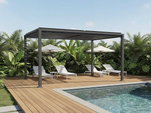 Wolnostojąca bioklimatyczna pergola "Howard" z regulowanymi lamelami - 3 x 4 m - Szary 2