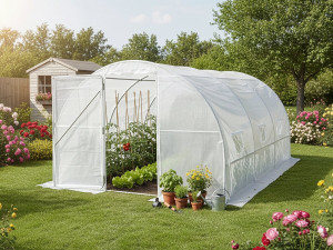 Tunel ogrodowy "Mimosa" 4 x 3 m z drzwiami - 12 m² - 180 g - biały 2