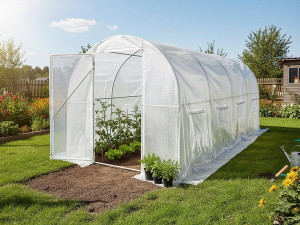 Tunel ogrodowy z drzwiami 4,5 x 2 m "Mimosa" - 9 m² - 180 g - biały 2