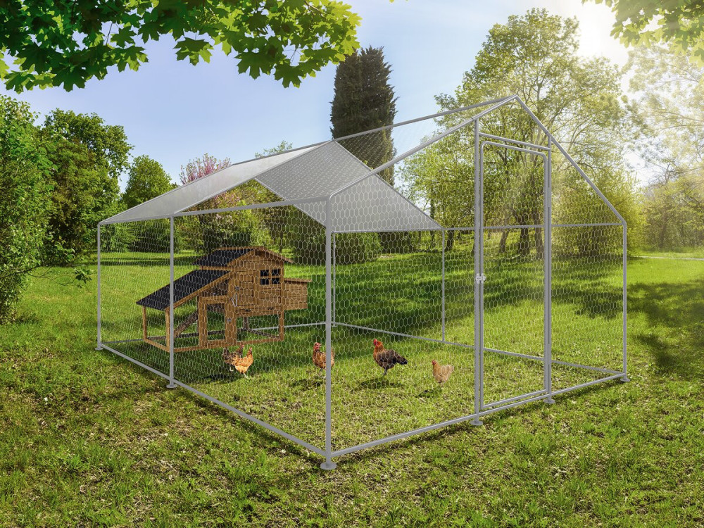 Kojec dla kurczaków 12 m² siatka druciana 4 x 3 x 2 M stal ocynkowana