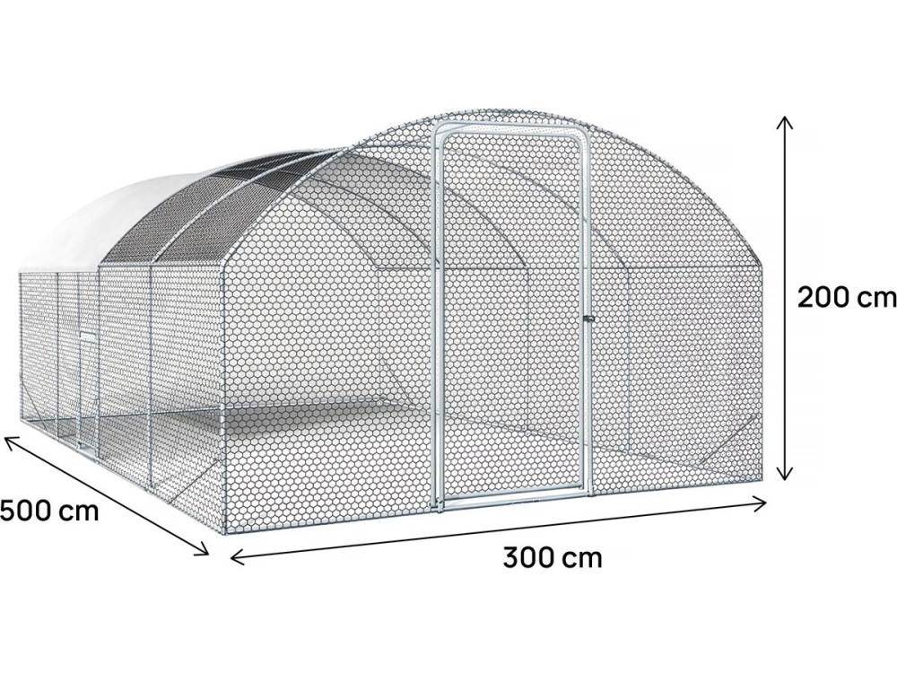 15 m² kurnik kopułowy "Cocorico" - 5 x 3 m - stal ocynkowana