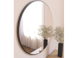 Drewniane lustro "Ozze" - 60 x 60 cm - Czarne 2