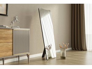Drewniane lustro "Vitros" - 55 x 150 cm - Czarne 2