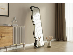 Drewniane lustro "Asel" - 50 x 160 cm - Czarne 2
