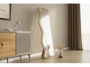 Drewniane lustro "Asel" - 50 x 160 cm - Beżowe 2