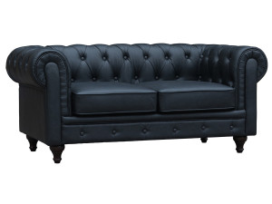 Sofa Chesterfield "Aliza" nierozkładana - 157 x 82 x 70 cm - 2 miejsca - Czarna