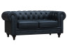 Sofa Chesterfield "Aliza" nierozkładana - 157 x 82 x 70 cm - 2 miejsca - Czarna
