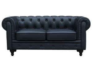 Sofa Chesterfield "Aliza" nierozkładana - 157 x 82 x 70 cm - 2 miejsca - Czarna 2