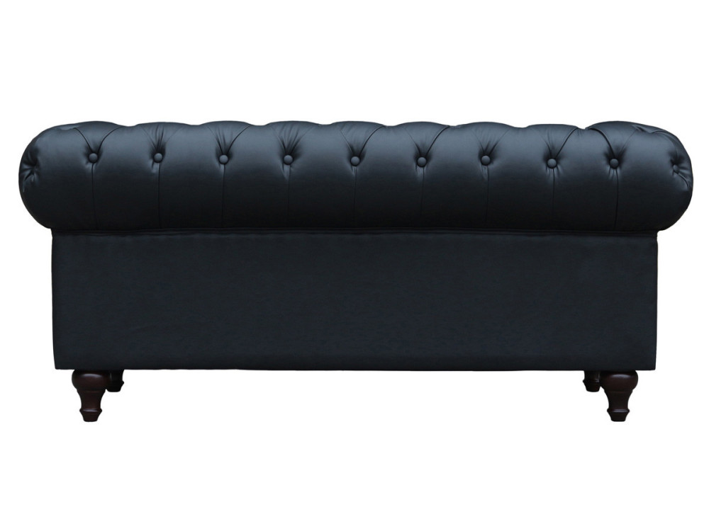Sofa Chesterfield "Aliza" nierozkładana - 157 x 82 x 70 cm - 2 miejsca - Czarna