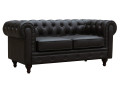 Sofa Chesterfield "Aliza" nierozkładana - 157 x 82 x 70 cm - 2 miejsca - Brązowa