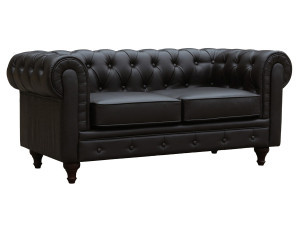 Sofa Chesterfield "Aliza" nierozkładana - 157 x 82 x 70 cm - 2 miejsca - Brązowa