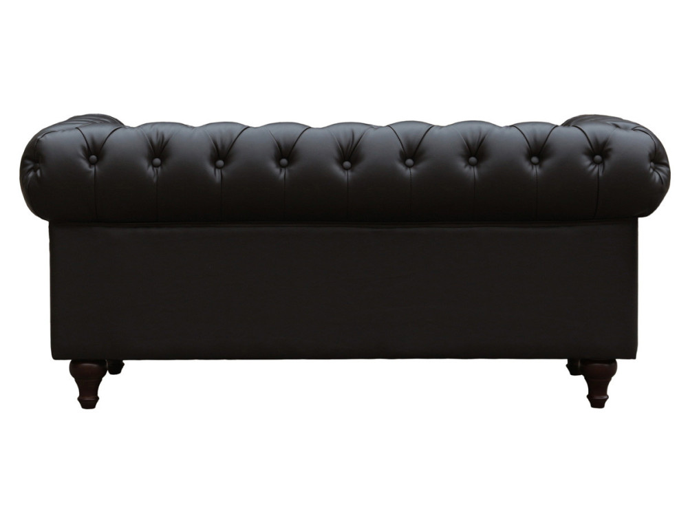 Sofa Chesterfield "Aliza" nierozkładana - 157 x 82 x 70 cm - 2 miejsca - Brązowa