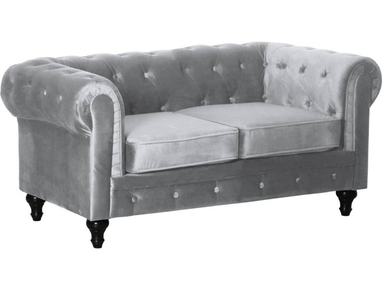 Sofa Chesterfield "Aliza" nierozkładana - 157 x 82 x 70 cm - 2 miejsca - Szara
