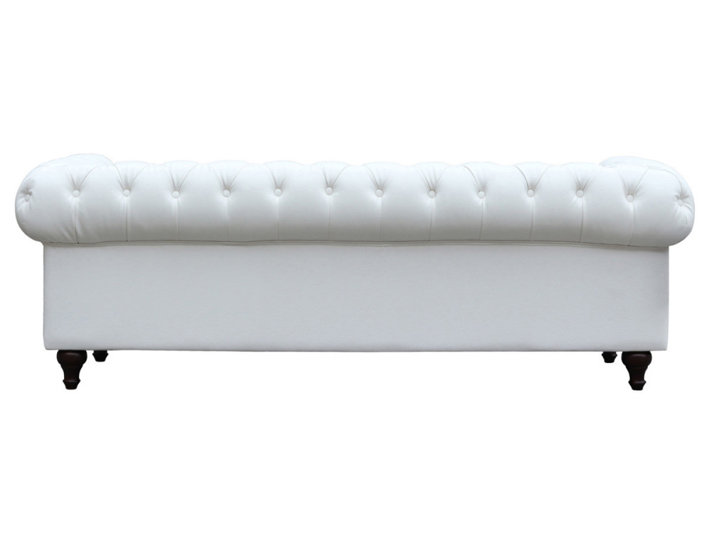 Sofa Chesterfield "Aliza" nierozkładana - 208 x 82 x 70 cm - 3 miejsca - Biała