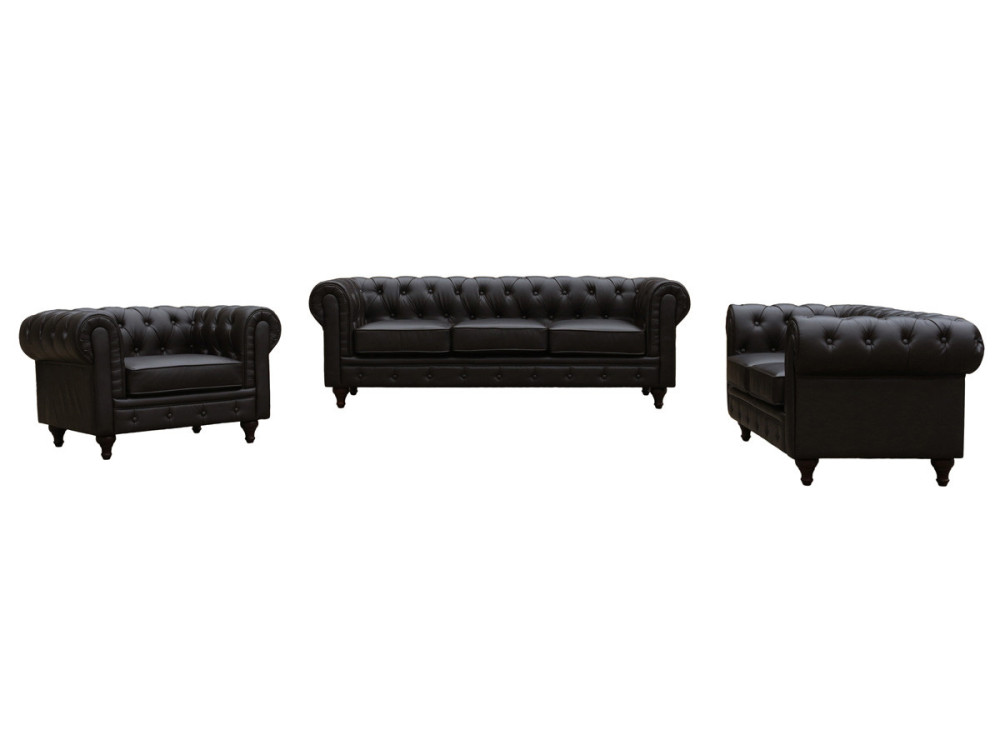 Sofa Chesterfield "Aliza" nierozkładana - 204 x 80 x 58 cm - 3 miejsca - Biała