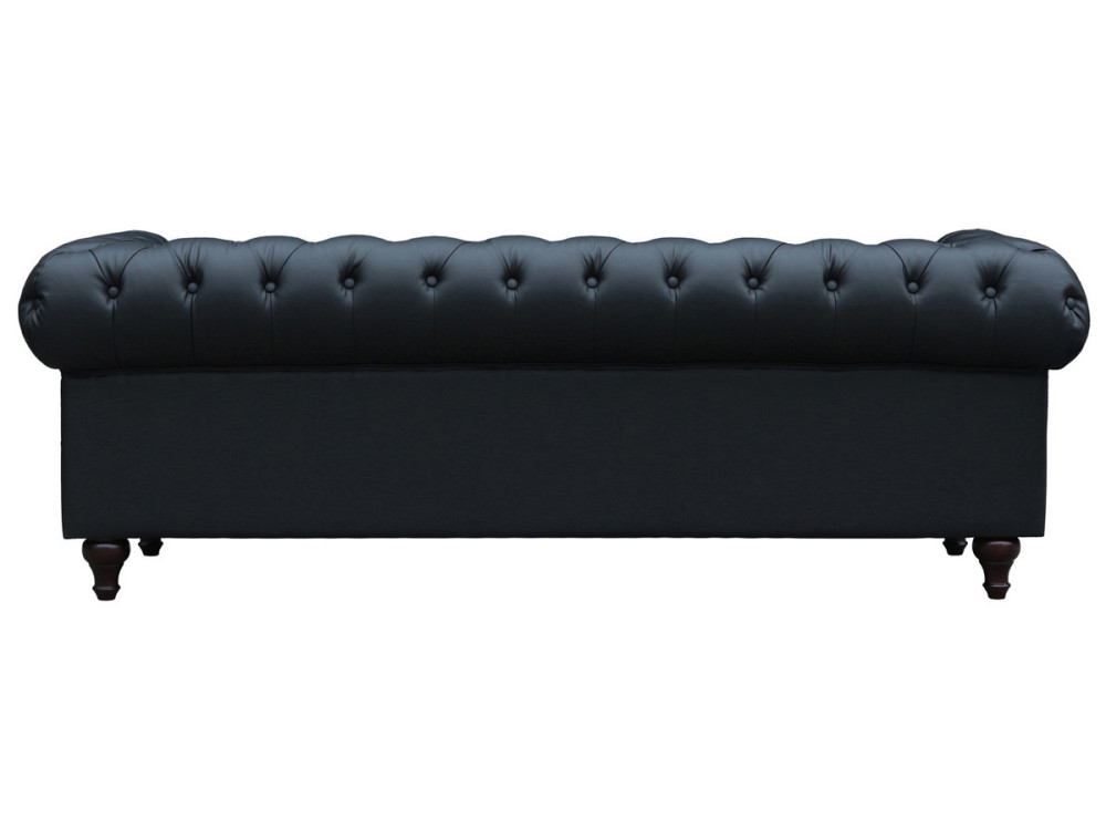 Sofa Chesterfield "Aliza" nierozkładana - 208 x 82 x 70 cm - 3 miejsca - Czarna