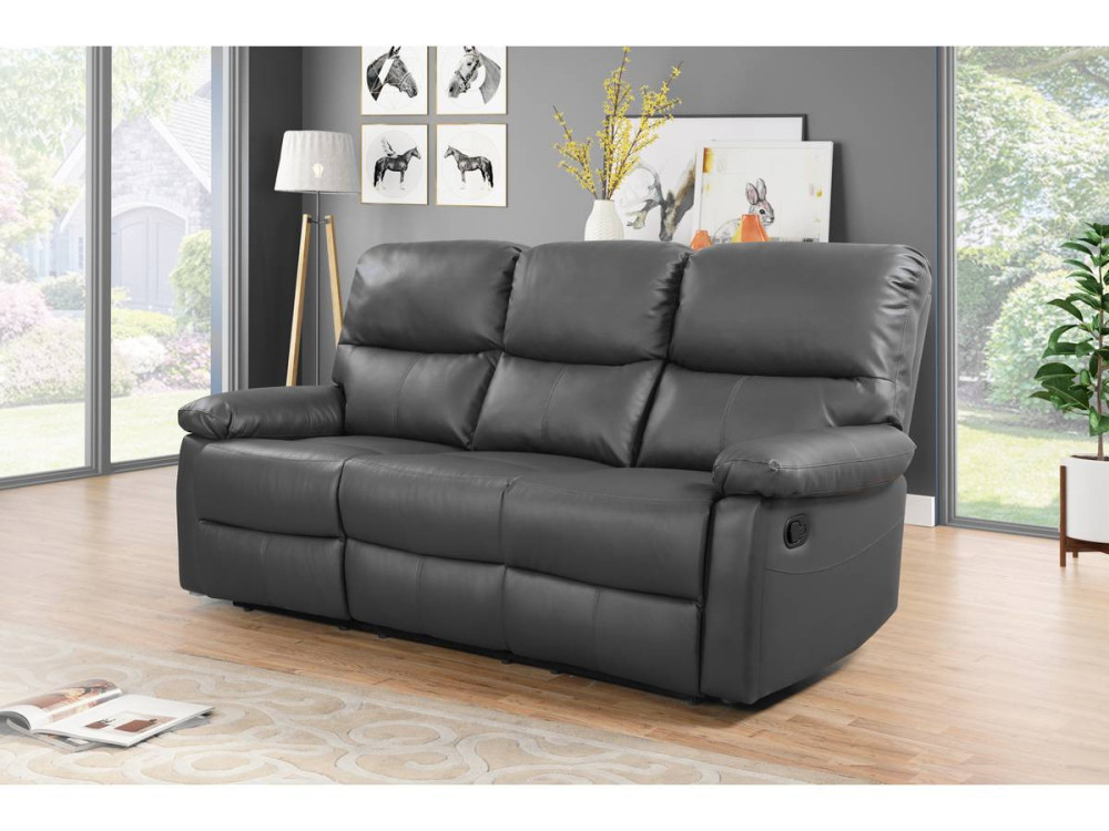 Sofa wypoczynkowa "Lincoln" - 197 x 89 x 103 cm - 3 miejsca - Szara