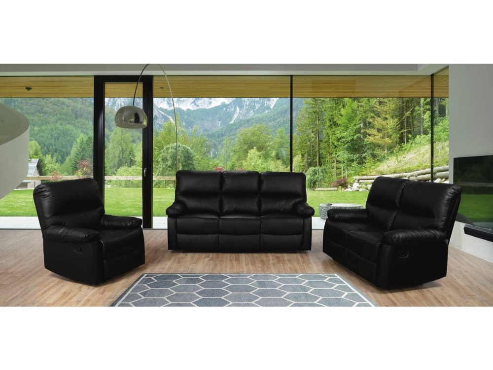 Sofa wypoczynkowa "Lincoln" - 197 x 89 x 103 cm - 3 miejsca - Czarna