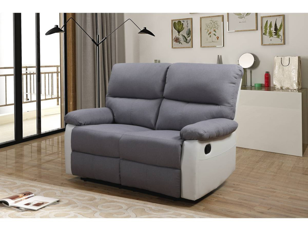 Sofa wypoczynkowa "Lincoln" - 147 x 89 x 103 cm - 2 miejsca - Jasnoszaro-biała