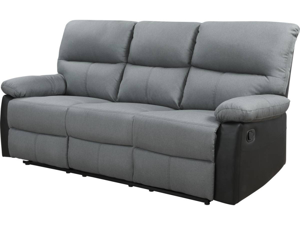 Sofa wypoczynkowa "Lincoln" - 197 x 89 x 103 cm - 3 miejsca - Ciemnoszaro-czarna