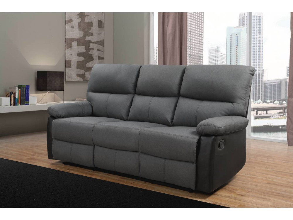 Sofa wypoczynkowa "Lincoln" - 197 x 89 x 103 cm - 3 miejsca - Ciemnoszaro-czarna