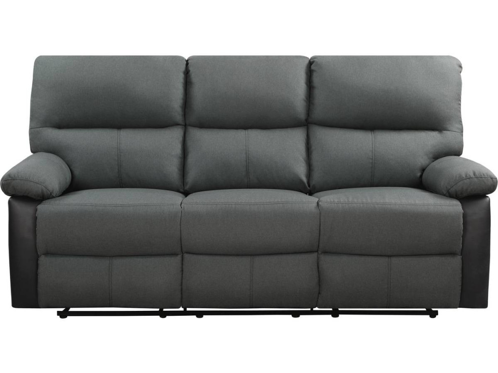 Sofa wypoczynkowa "Lincoln" - 197 x 89 x 103 cm - 3 miejsca - Ciemnoszaro-czarna