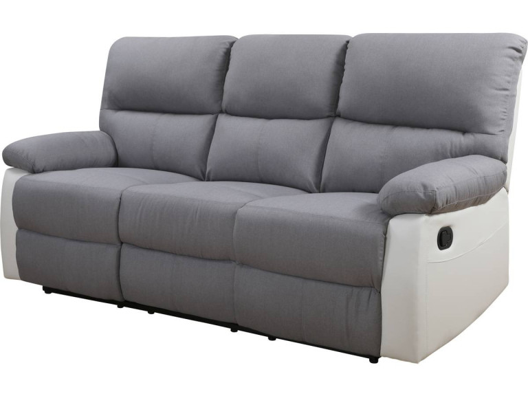 Sofa wypoczynkowa "Lincoln" - 197 x 89 x 103 cm - 3 miejsca - Jasnoszaro-biała