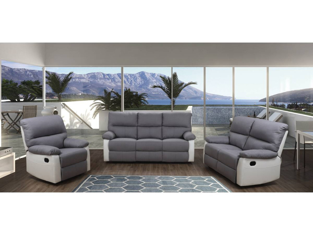 Sofa wypoczynkowa "Lincoln" - 197 x 89 x 103 cm - 3 miejsca - Jasnoszaro-biała