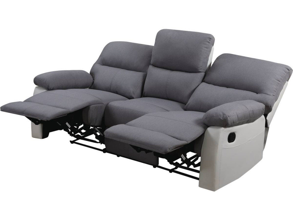 Sofa wypoczynkowa "Lincoln" - 197 x 89 x 103 cm - 3 miejsca - Jasnoszaro-biała