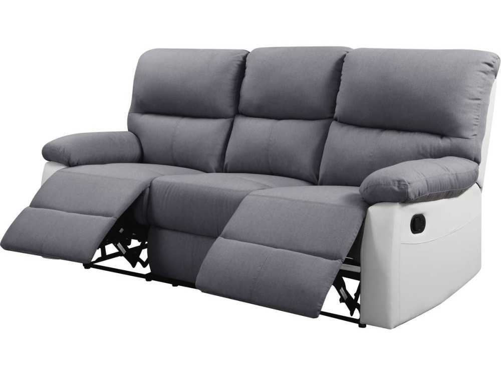 Sofa wypoczynkowa "Lincoln" - 197 x 89 x 103 cm - 3 miejsca - Jasnoszaro-biała