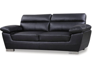 Kanapa z ekoskóry/PVC "Dallas" - 210 x 88 x 90 cm - 3 miejsca - Czarna