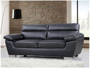 Kanapa z ekoskóry/PVC "Dallas" - 210 x 88 x 90 cm - 3 miejsca - Czarna 2