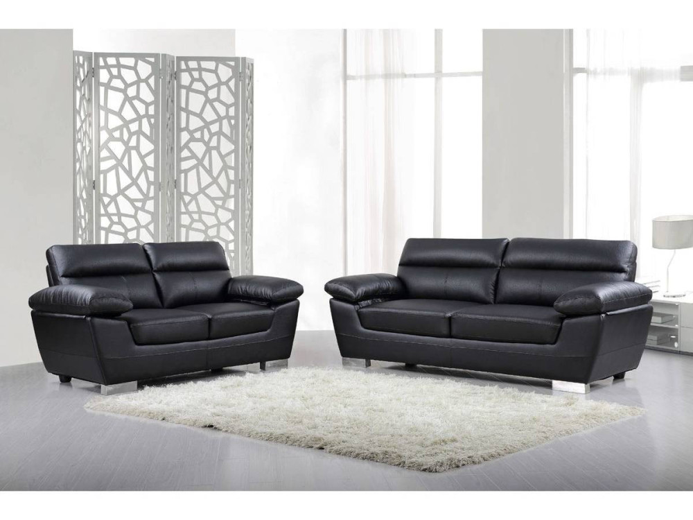 Kanapa z ekoskóry/PVC "Dallas" - 210 x 88 x 90 cm - 3 miejsca - Czarna