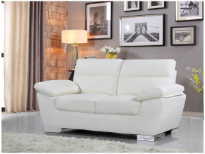 Kanapa z ekoskóry/PVC "Dallas" - 169 x 88 x 90 cm - 2 miejsca - Biała 2