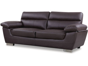 Kanapa z ekoskóry/PVC "Dallas" - 210 x 88 x 90 cm - 3 miejsca - Czekoladowa