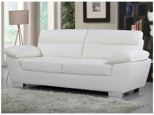 Kanapa z ekoskóry/PVC "Dallas" - 210 X 88 X 90 cm - 3 miejsca - Biała 2