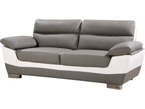 Kanapa z ekoskóry/PVC "Dallas" - 210 x 88 x 90 cm - 3 miejsca - Biało-szara