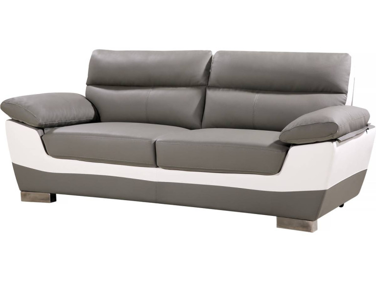 Kanapa z ekoskóry/PVC "Dallas" - 210 x 88 x 90 cm - 3 miejsca - Biało-szara