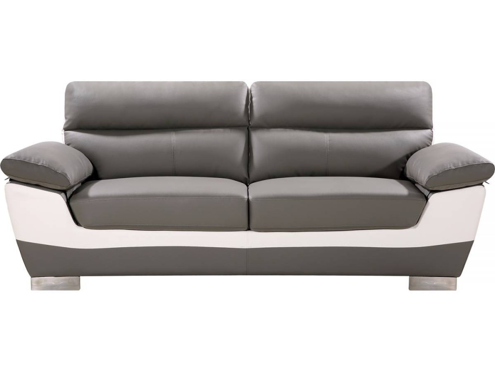 Kanapa z ekoskóry/PVC "Dallas" - 210 x 88 x 90 cm - 3 miejsca - Biało-szara