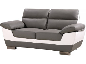 Kanapa z ekoskóry/PVC "Dallas" - 169 x 88 x 90 cm - 2 miejsca - Biało-szara
