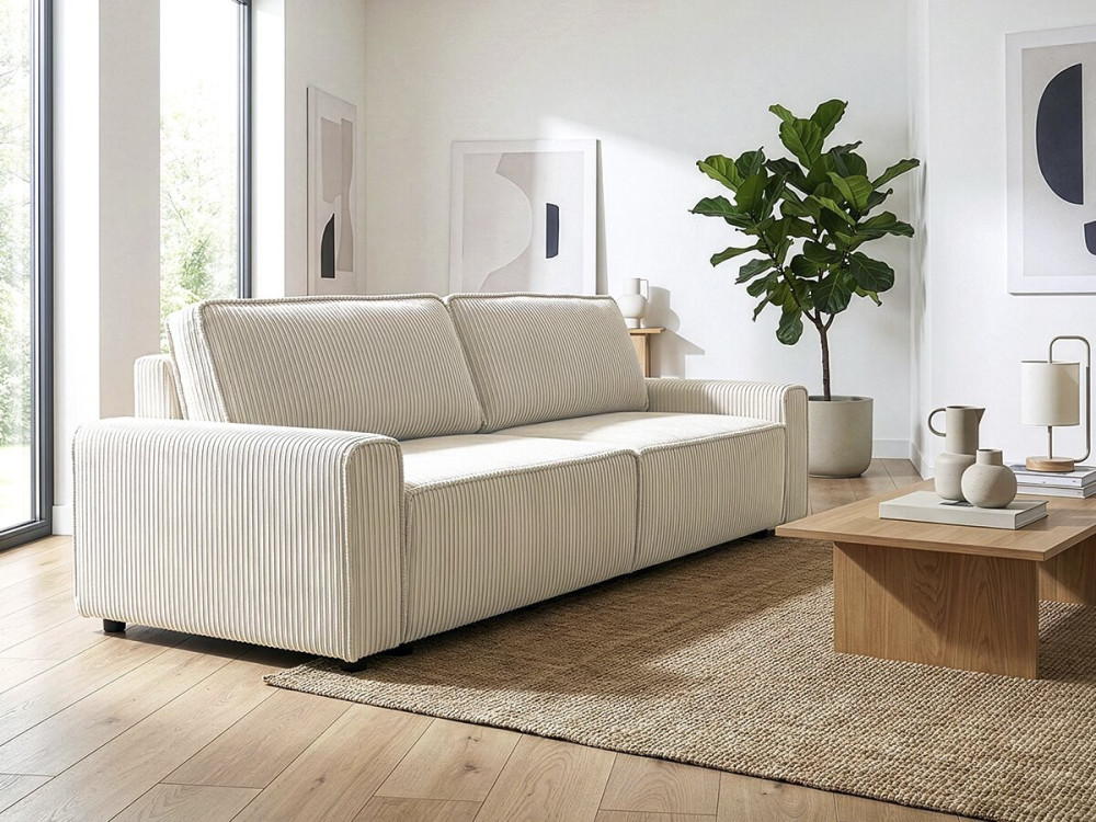 Sztruksowa rozkladana sofa "Montaigne" - 3 miejsca - Bez