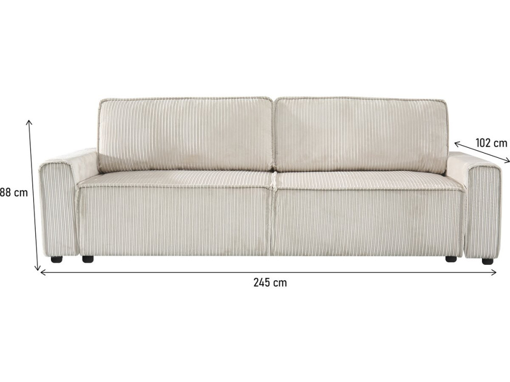 Sztruksowa rozkladana sofa "Montaigne" - 3 miejsca - Bez