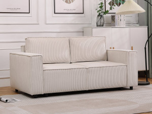 Prosta sofa sztruksowa "Montaigne S" - 2-osobowa - beżowa 2