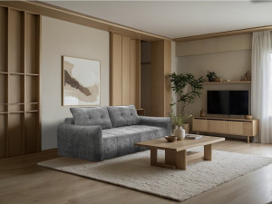 Prosta sofa w tkaninie teksturowanej "Silvano" - 3-osobowa - szara 2