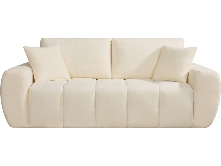 Sofa prosta "Léonie" w tkaninie bąbelkowej - 3-osobowa - Beżowa